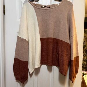 Elegant Colorblock Crew Neck Sweater